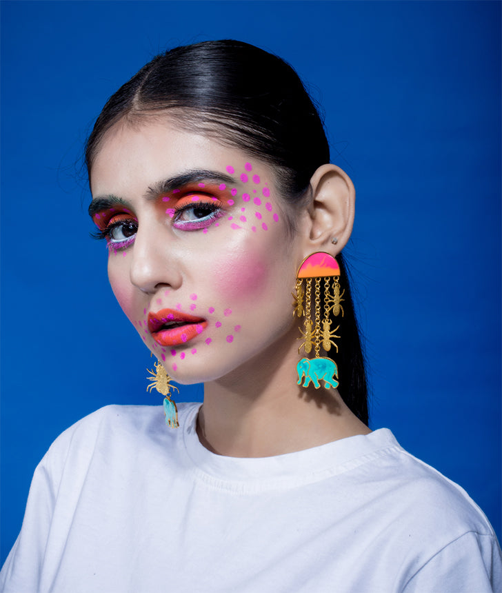 Haathi Cheeti Statement Earrings