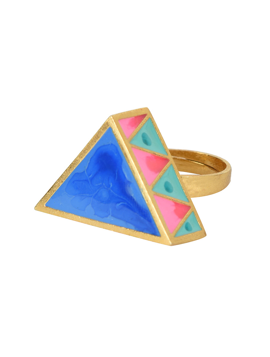 Triangular Madhubani Ring