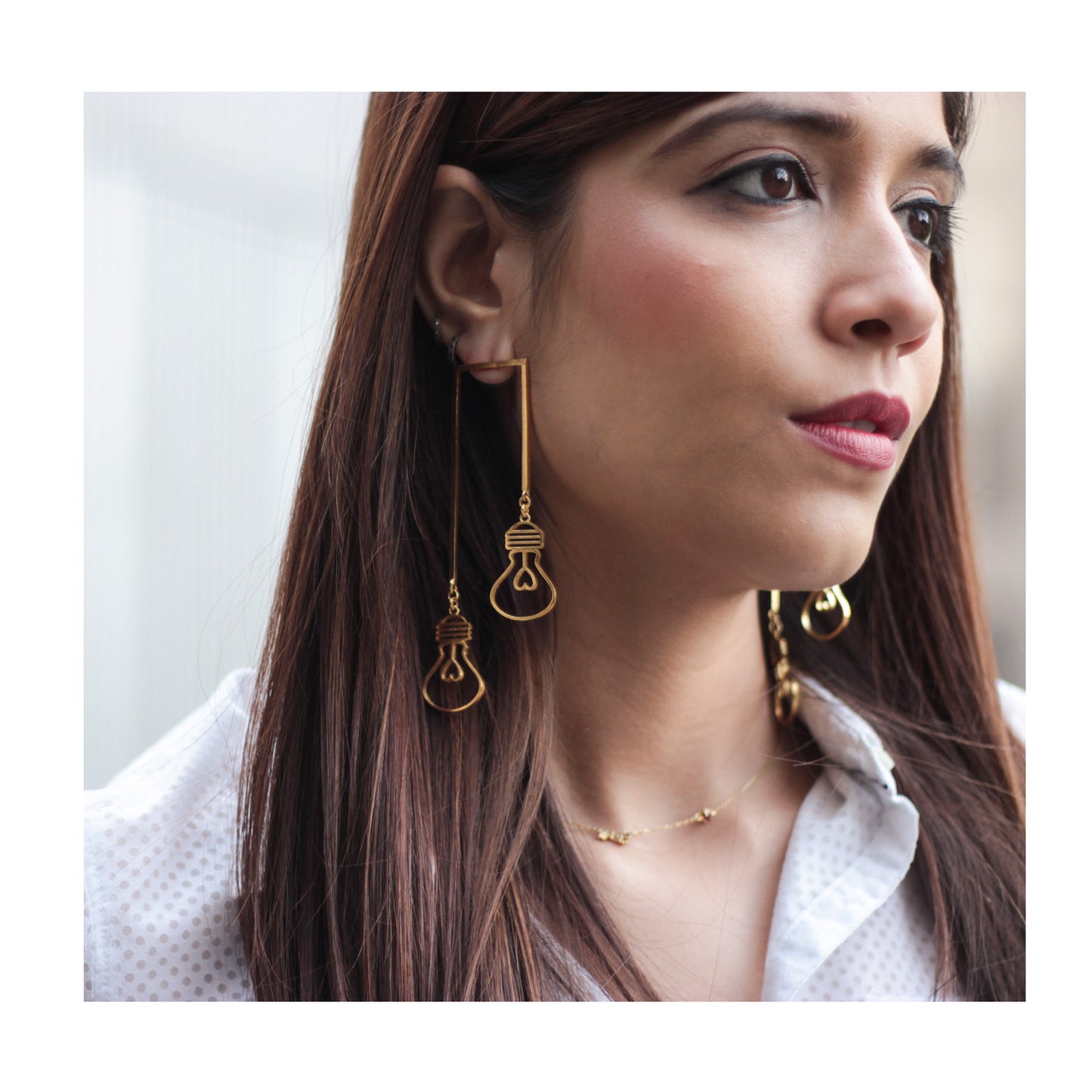 Gold Lamp Post Earrings