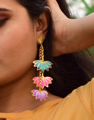 Three Lotus Earrings
