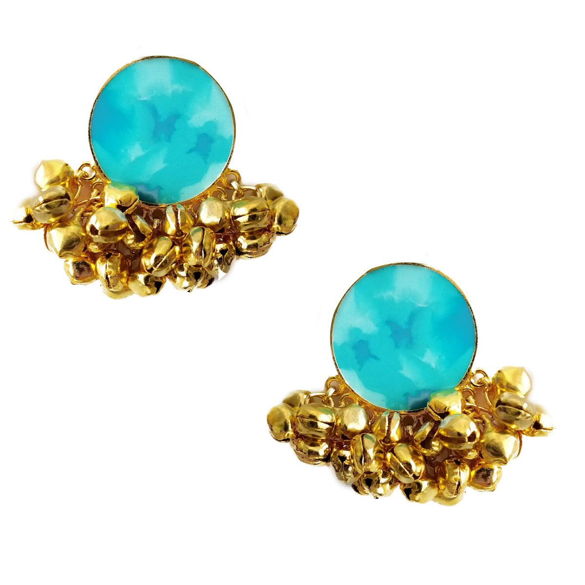 Teal Ghunghroo Earrings
