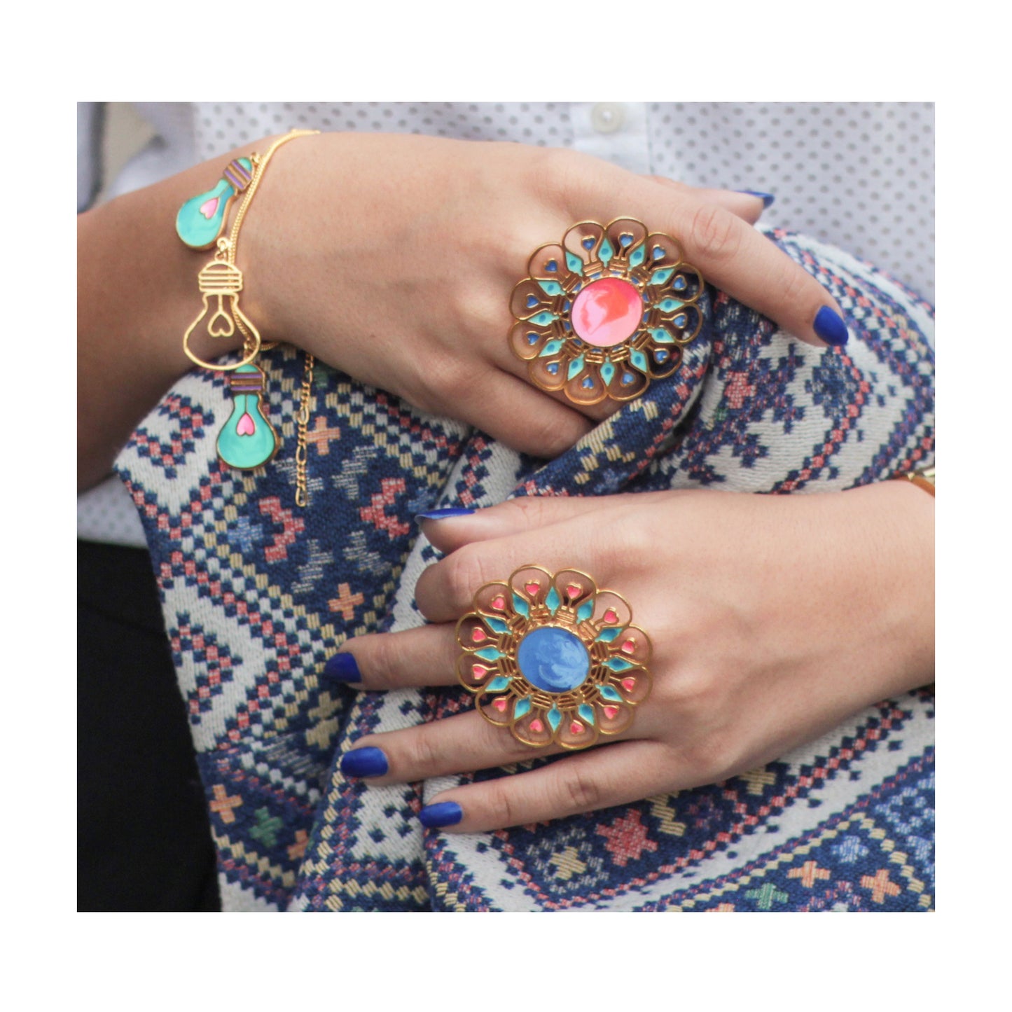 Blue Bulb Charm Bracelet