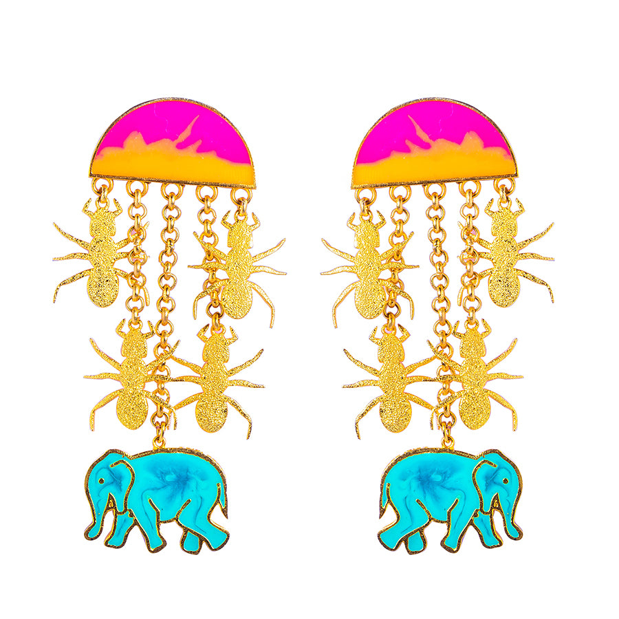Haathi Cheeti Statement Earrings