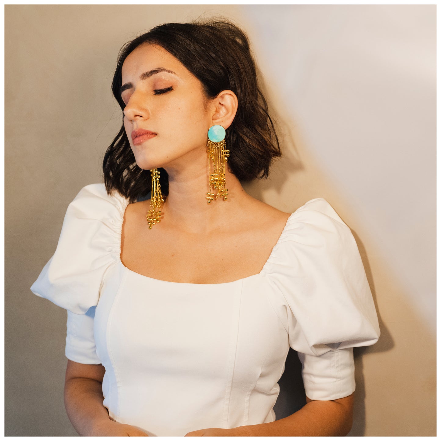 Golden waterfall earrings