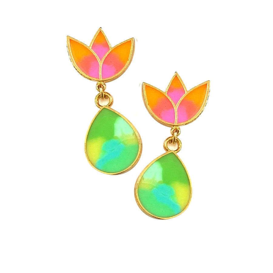 Lotus drop earrings