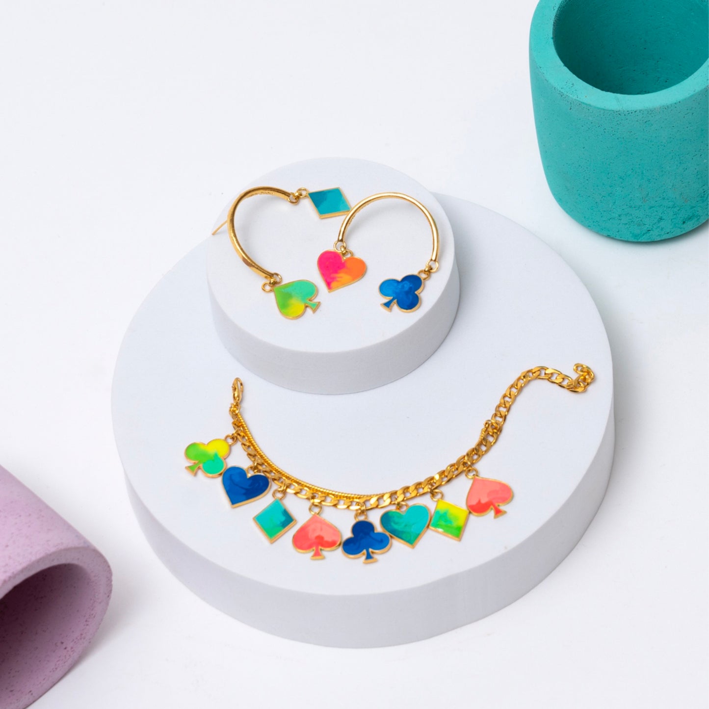 A game of cards-Bracelet and Earrings set