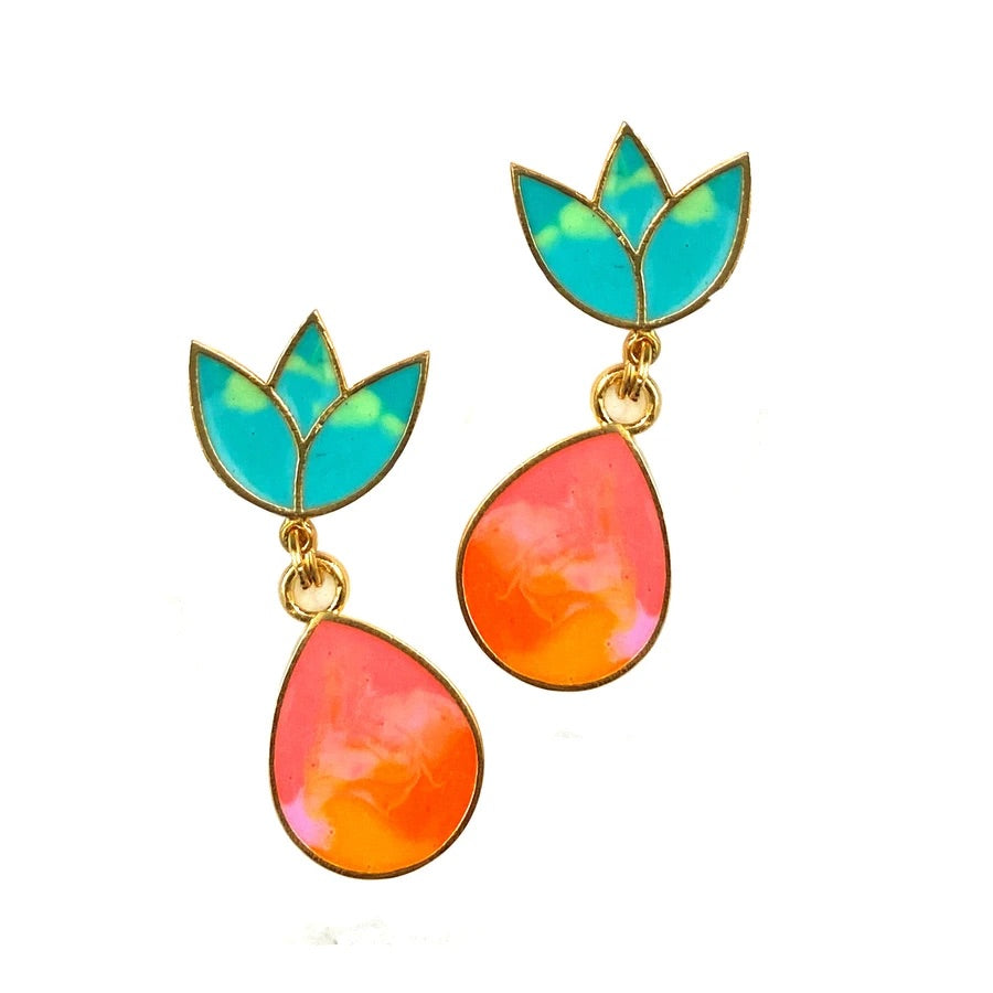 Lotus drop earrings