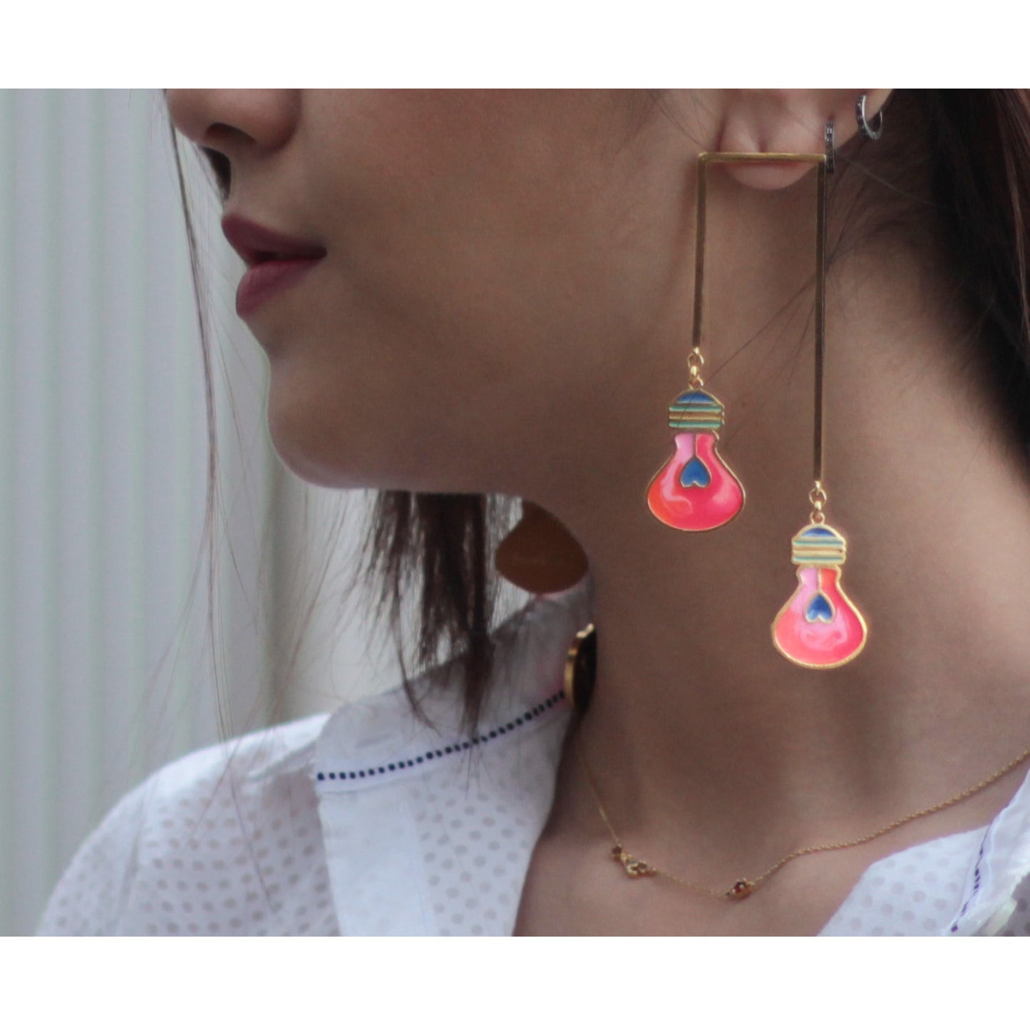 Pink Lamp Post Earrings