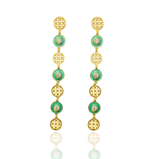 Green Jali Danglers