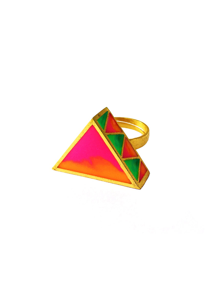 Triangular Madhubani Ring