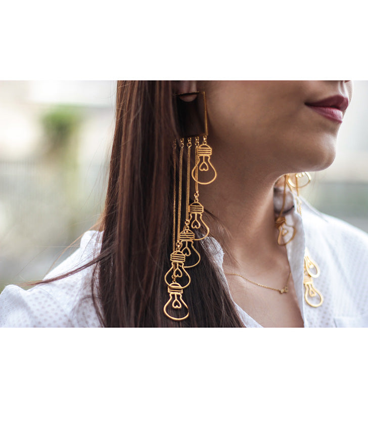 Gold Bulb Danglers Earrings