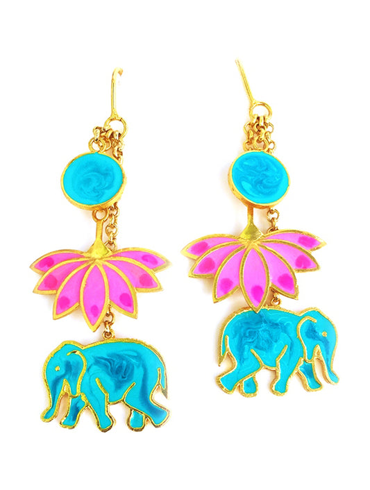 Elephant Lotus Earrings