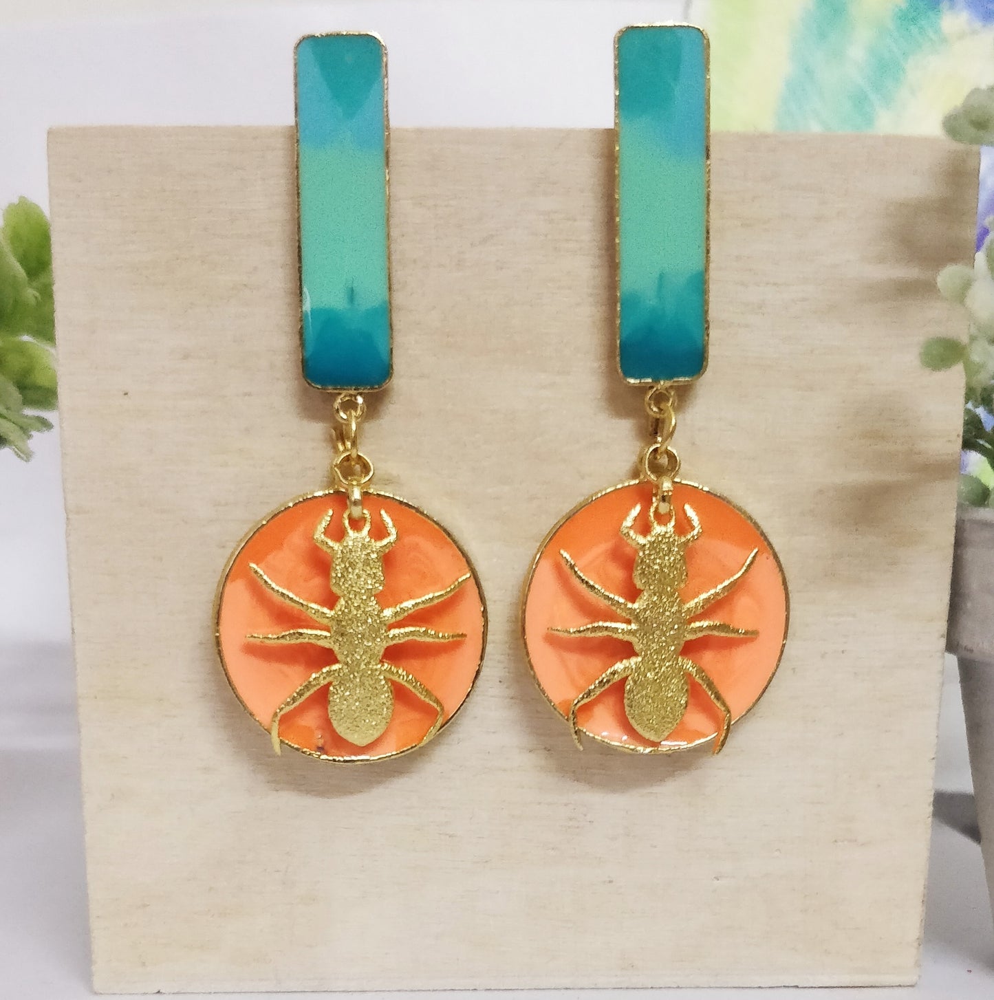 Blue cheeti earrings