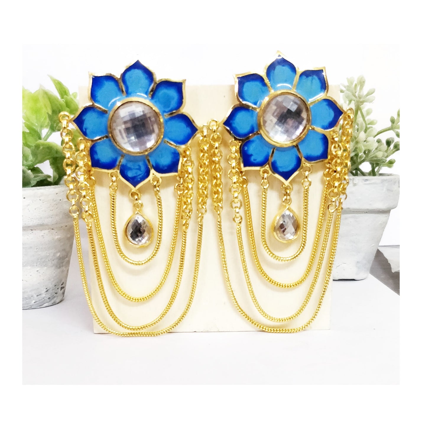 Blue flower earrings