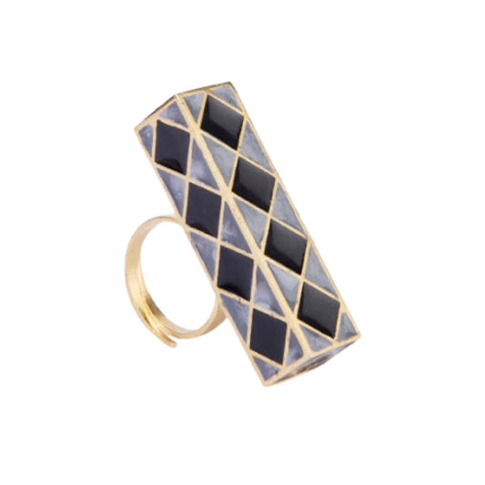 Grey  Madhubani Ring