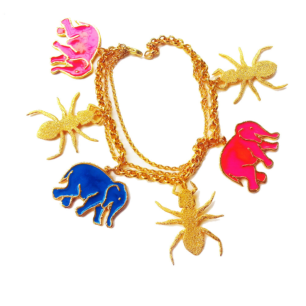 Hathi Cheeti Charm Bracelet Pink Blue