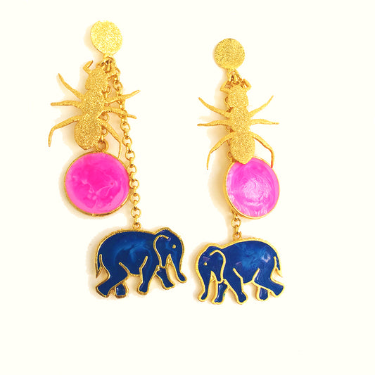 Haathi Cheeti Danglers - Earrings