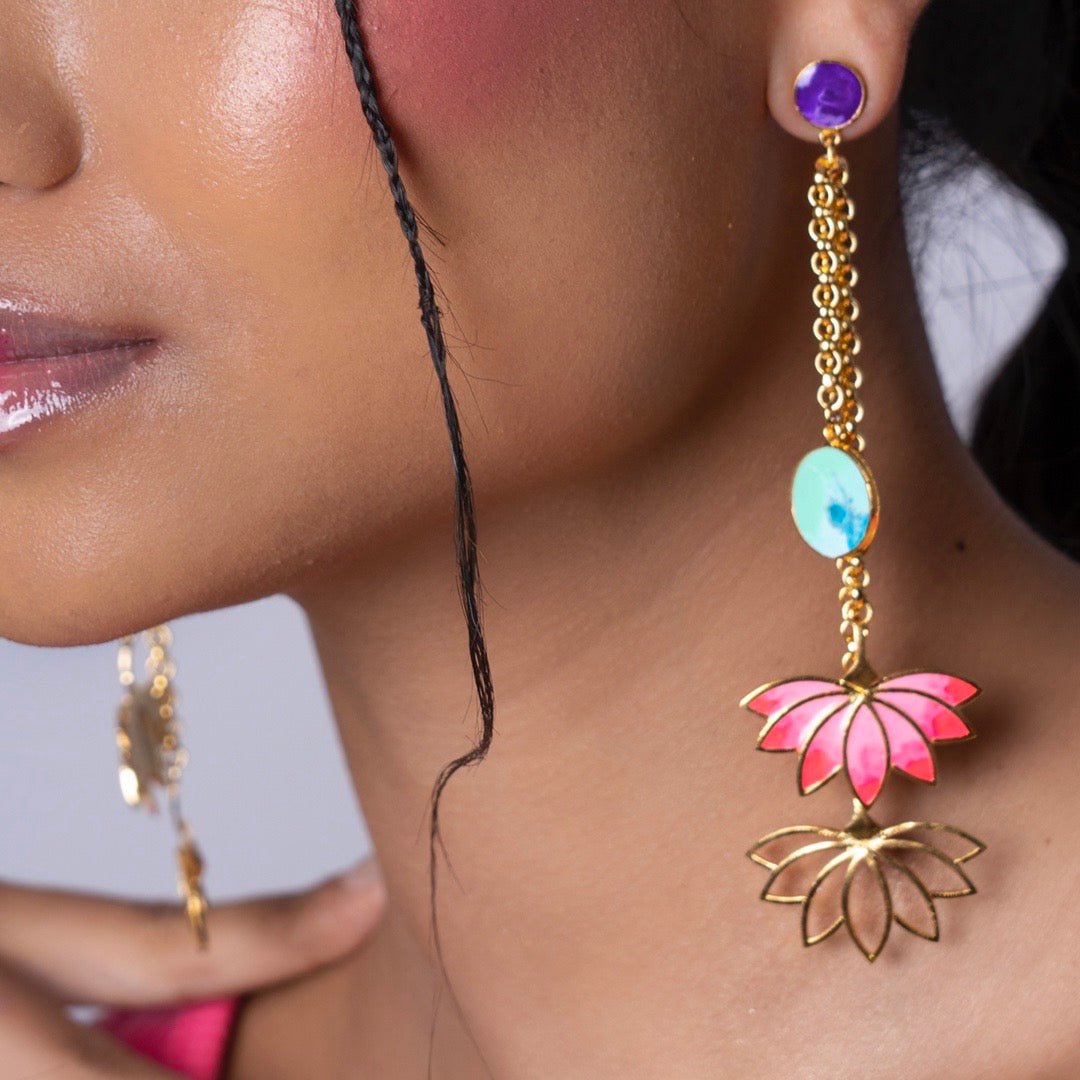 Lotus charm earrings