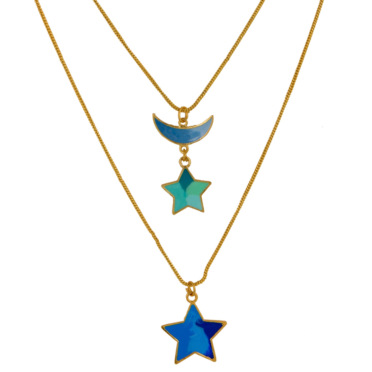 Blue stars multi chain pendant