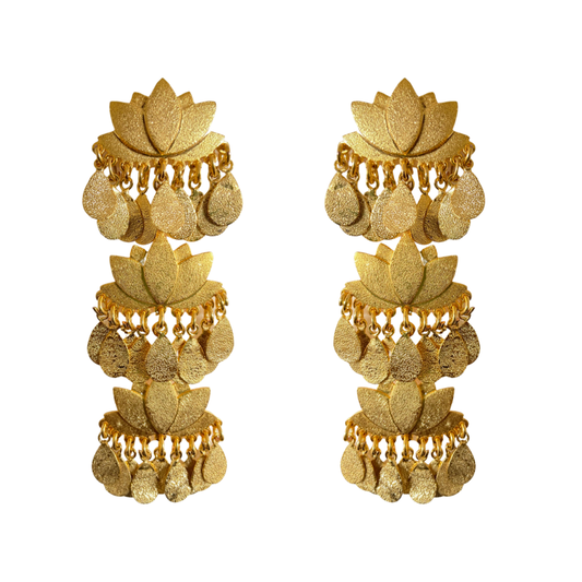 Golden lotus earrings