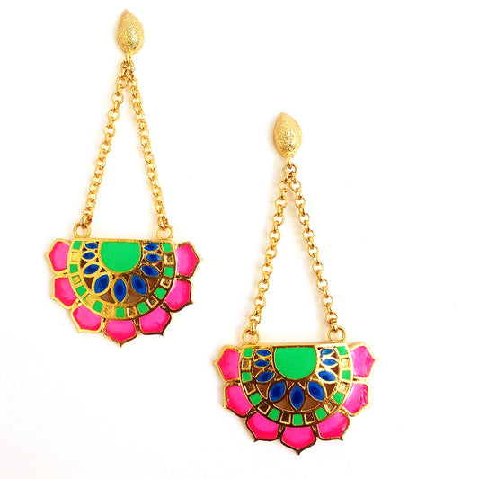 Jaipur Love Pink Fan Earrings