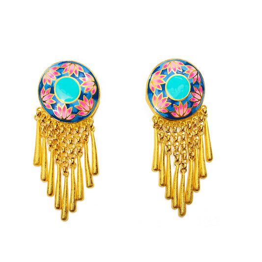 Blue  Lotus fringe earrings