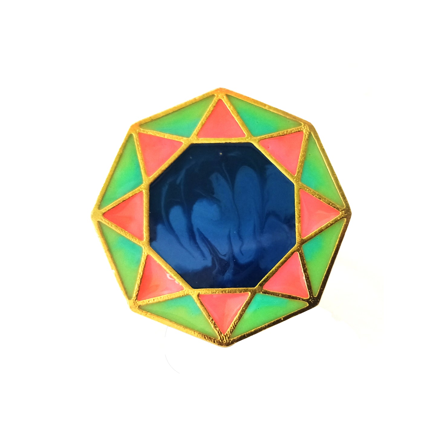 Blue octagon ring