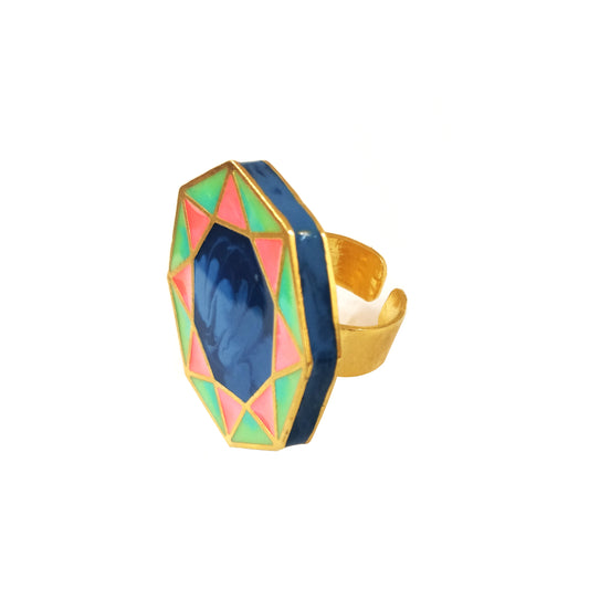 Blue octagon ring