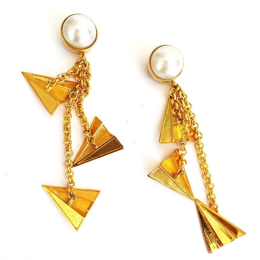 Pearl And Paper Plane Earrings